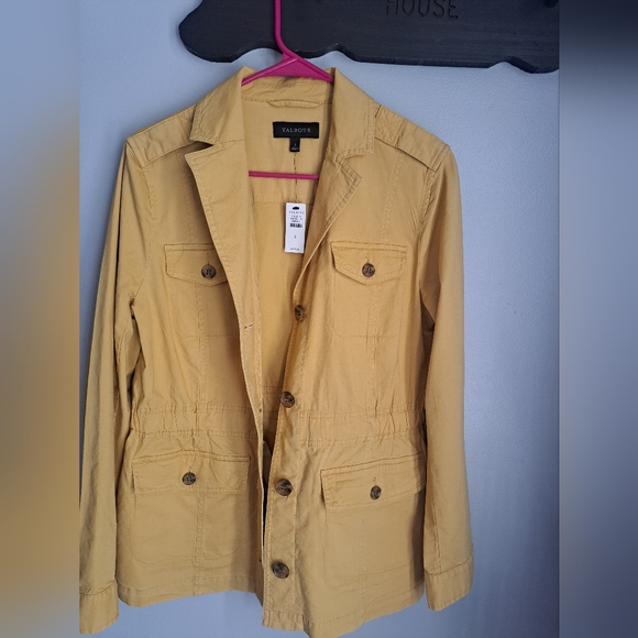 Talbots Utility Jacket Womens Size Small Mustard Khaki Stretch Cotton New - Picture 8 of 8